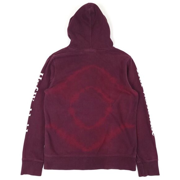 HUF Box Logo Hoodie Fleece Pullover Sweatshirt in Burgundy Tie Dye Mens Medium - Picture 6 of 8